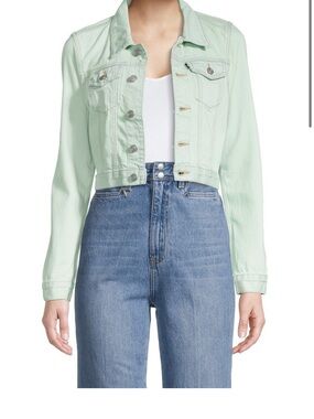 Neon Blonde Rebel Cropped Mint Jean Jacket